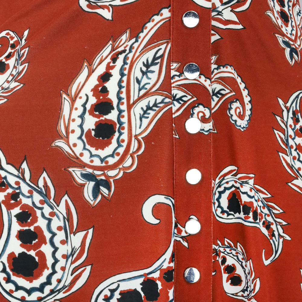 Rabanne Brown Paisley Print Stretch-jersey Cold-Shoulder Knotted Maxi Dress