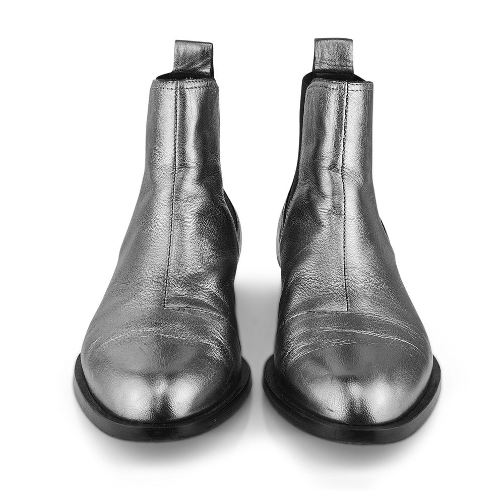 Rag & Bone Silver Metallic Chelsea Ankle Boots