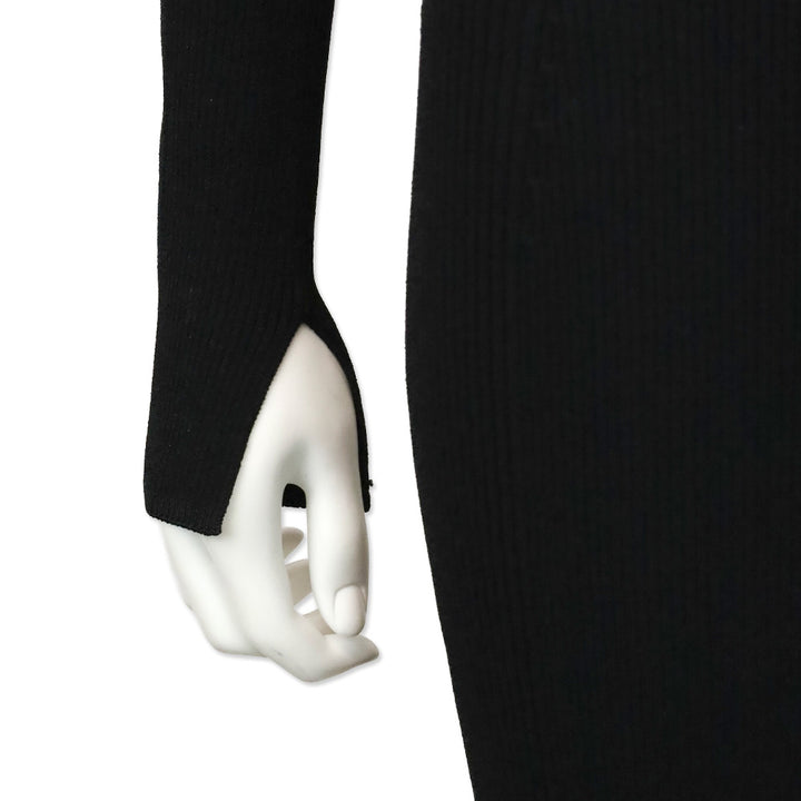 Rag & Bone Black Ribbed Knit V-Neck Midi Sweater Dress