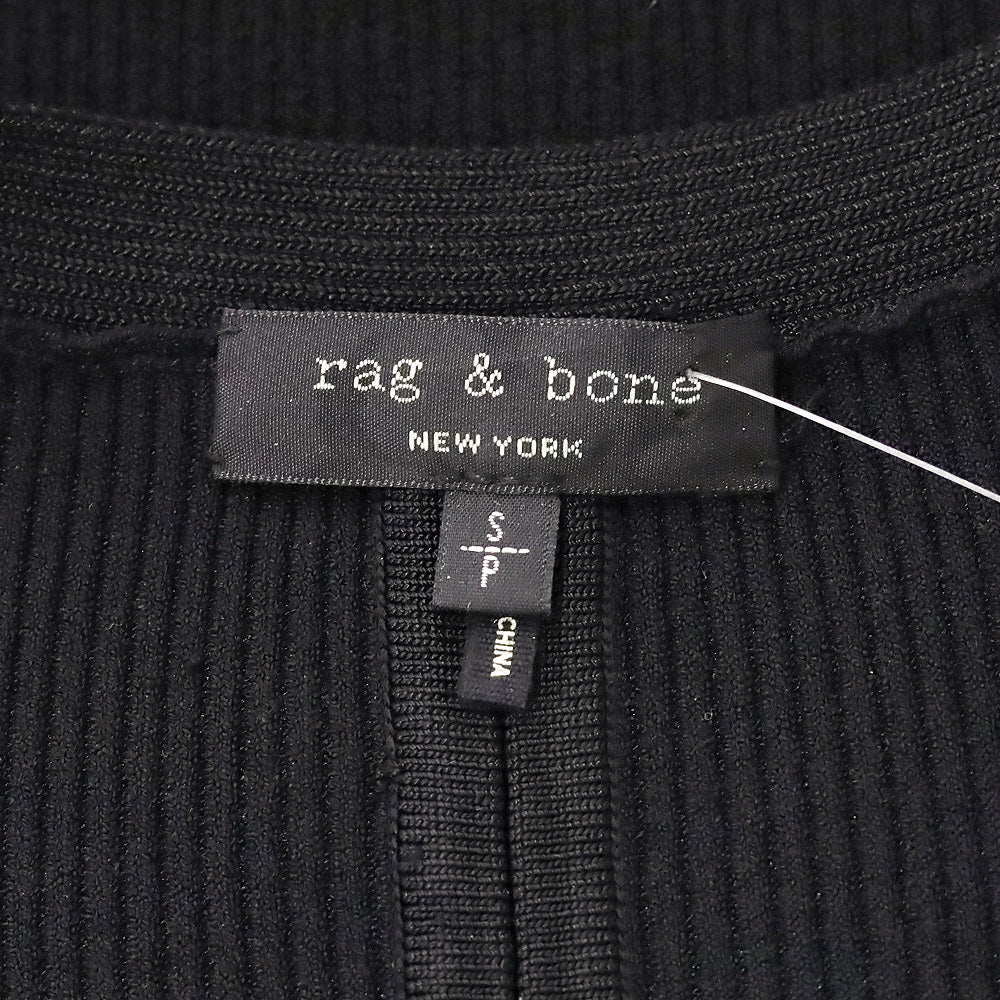Rag & Bone Black Ribbed Knit V-Neck Midi Sweater Dress
