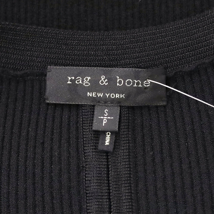 Rag & Bone Black Ribbed Knit V-Neck Midi Sweater Dress