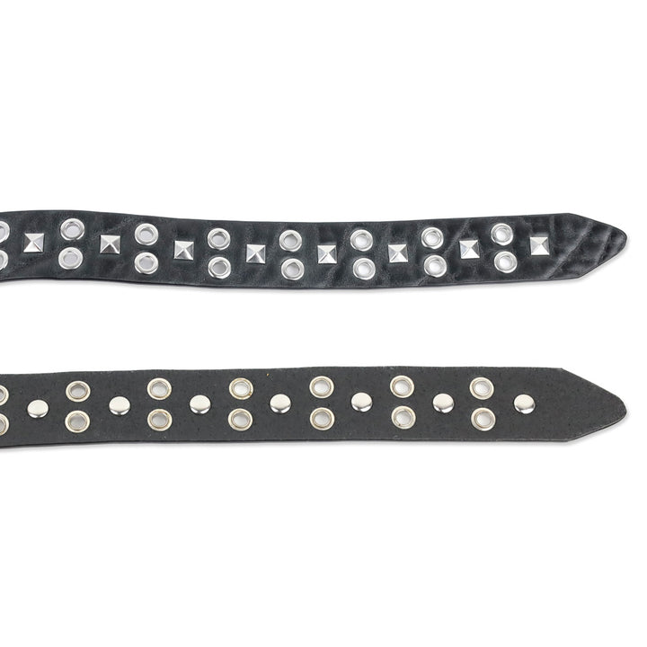 Rag & Bone Black Studded Double Grommet Leather Belt
