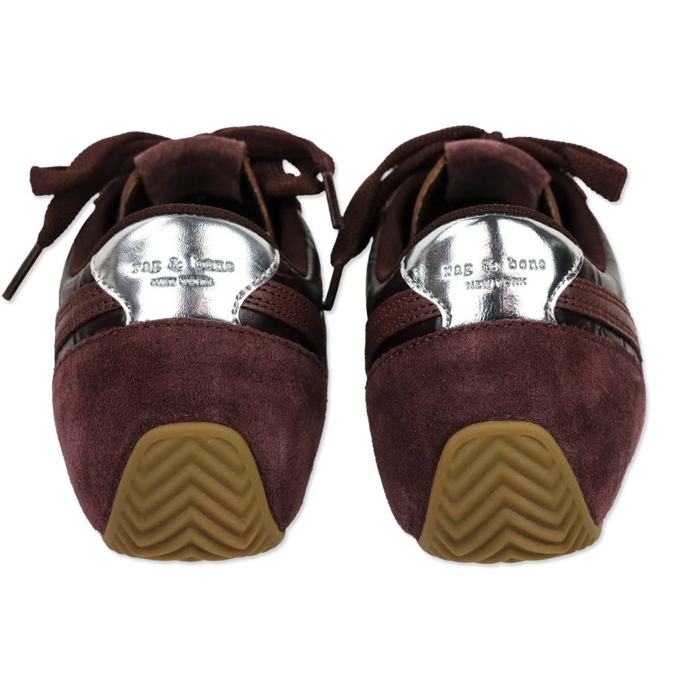 Rag & Bone Bordeaux Croc Embossed Leather & Suede Ultra Slim Retro Runner Sneakers