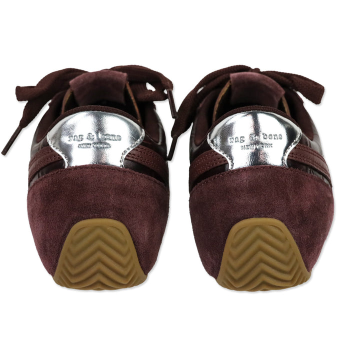 Rag & Bone Bordeaux Croc Embossed Leather & Suede Ultra Slim Retro Runner Sneakers
