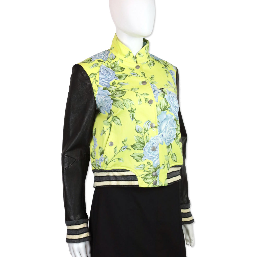 Rag & Bone Cambridge Yellow Floral Print Varsity Bomber Jacket