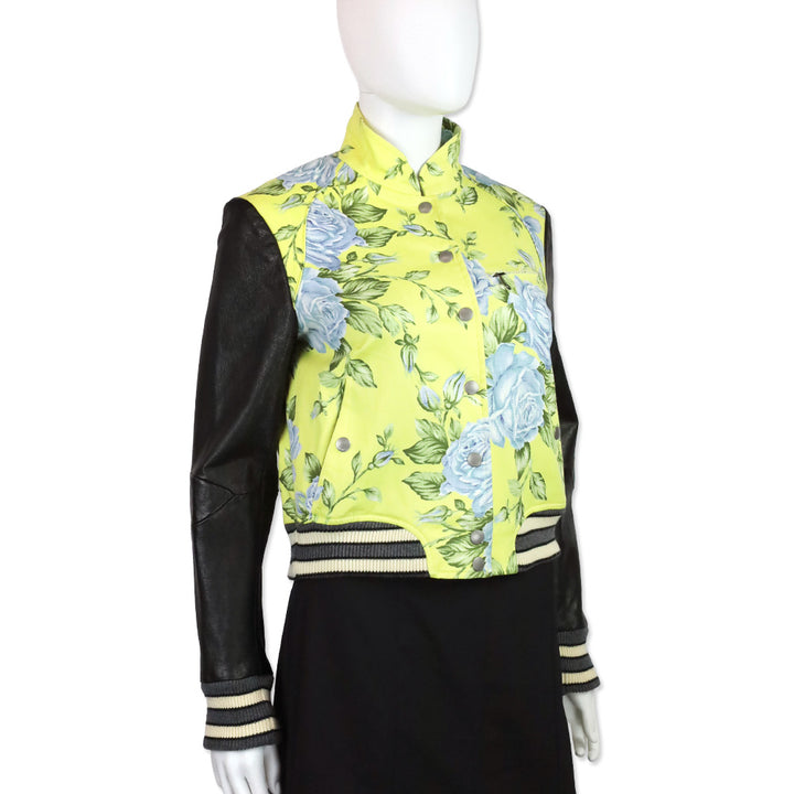 Rag & Bone Cambridge Yellow Floral Print Varsity Bomber Jacket