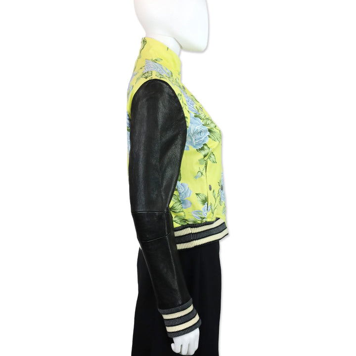 Rag & Bone Cambridge Yellow Floral Print Varsity Bomber Jacket