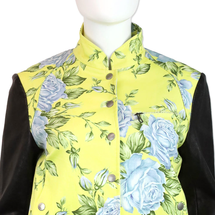 Rag & Bone Cambridge Yellow Floral Print Varsity Bomber Jacket