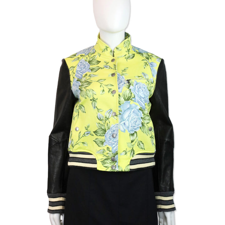 Rag & Bone Cambridge Yellow Floral Print Varsity Bomber Jacket