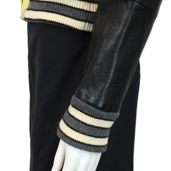 Rag & Bone Cambridge Yellow Floral Print Varsity Bomber Jacket