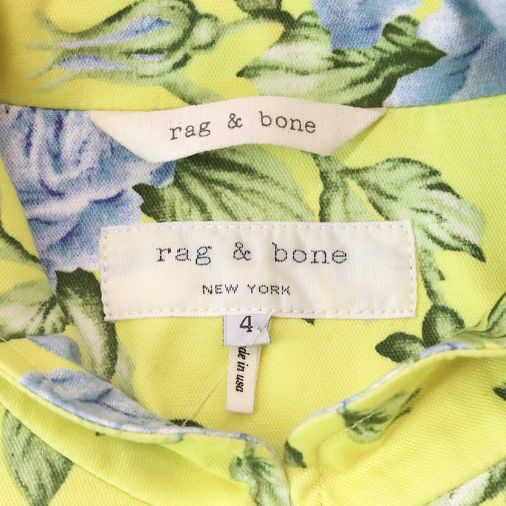 Rag & Bone Cambridge Yellow Floral Print Varsity Bomber Jacket