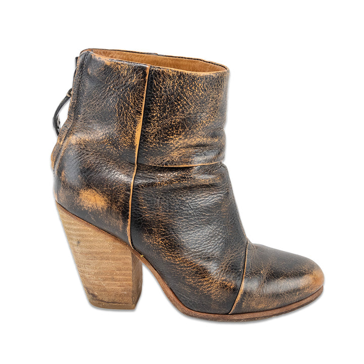 Rag & Bone Newbury Distressed Brown Leather Ankle Booties