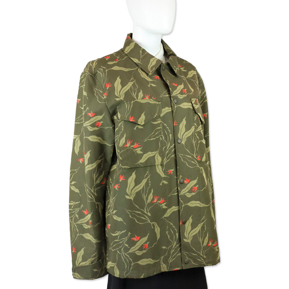 Rag & Bone Olive Floral/Bird Print Flight Shirt Jacket