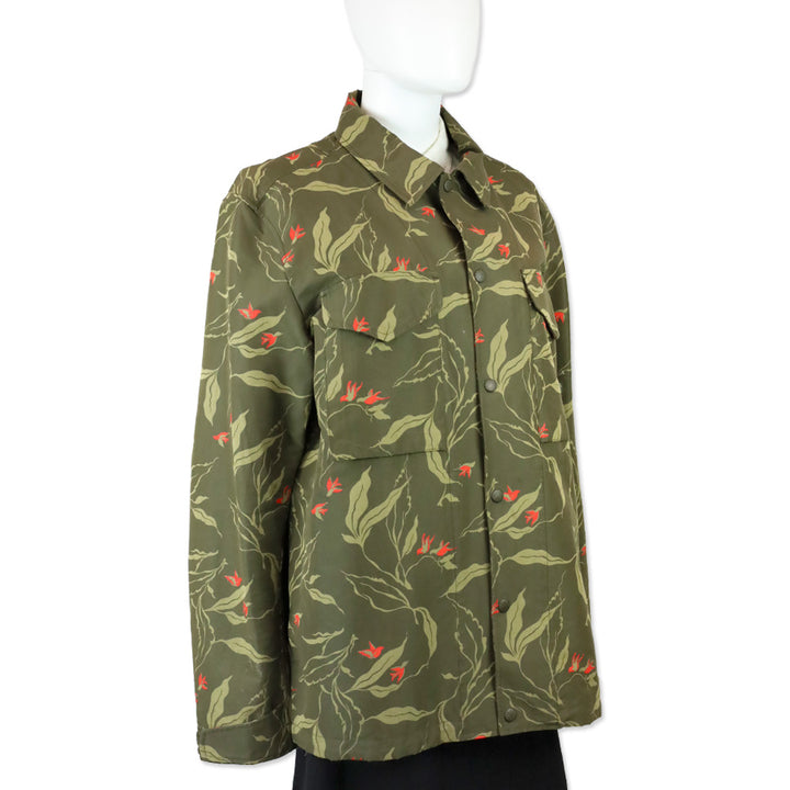 Rag & Bone Olive Floral/Bird Print Flight Shirt Jacket