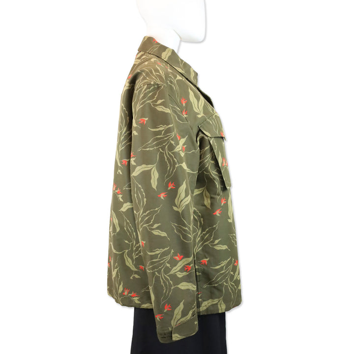 Rag & Bone Olive Floral/Bird Print Flight Shirt Jacket