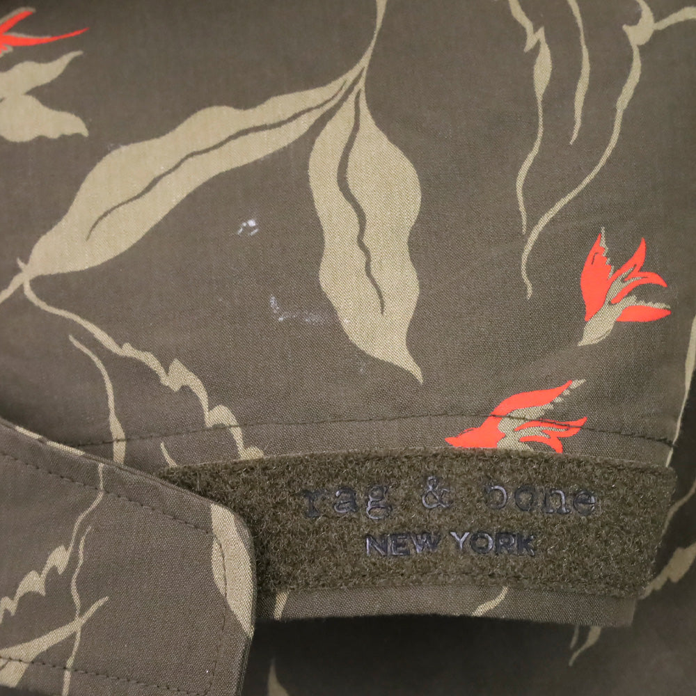 Rag & Bone Olive Floral/Bird Print Flight Shirt Jacket