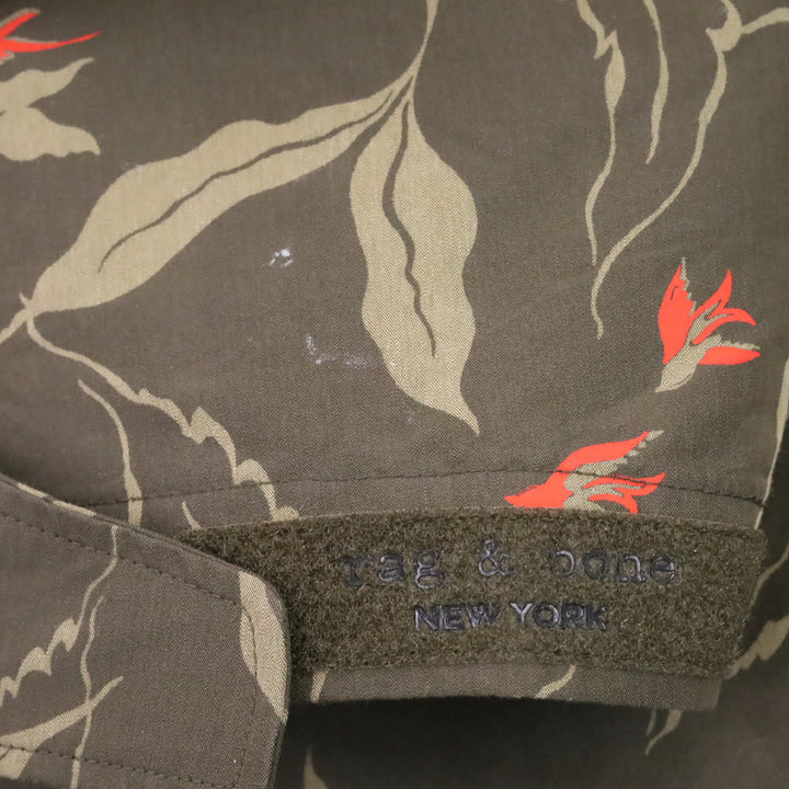 Rag & Bone Olive Floral/Bird Print Flight Shirt Jacket