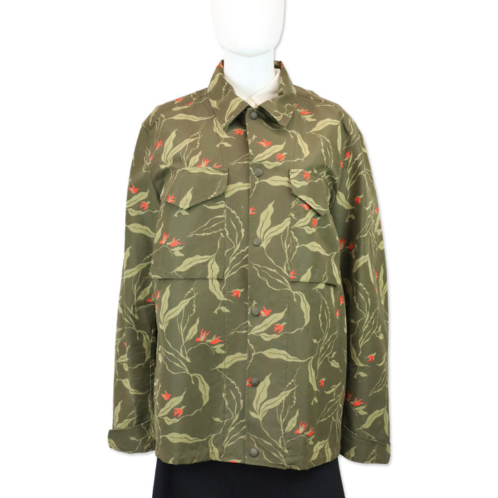 Rag & Bone Olive Floral/Bird Print Flight Shirt Jacket