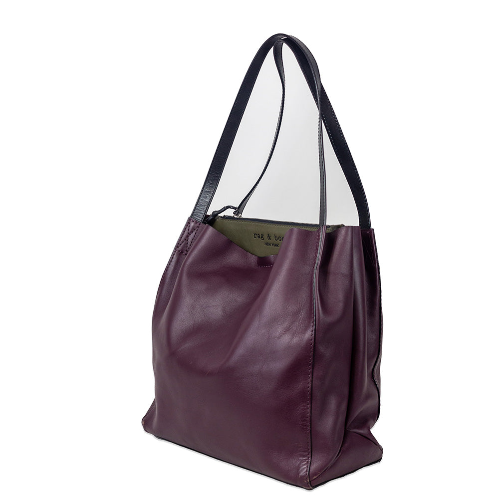 Rag & Bone Plum/Olive Leather Passenger Tote