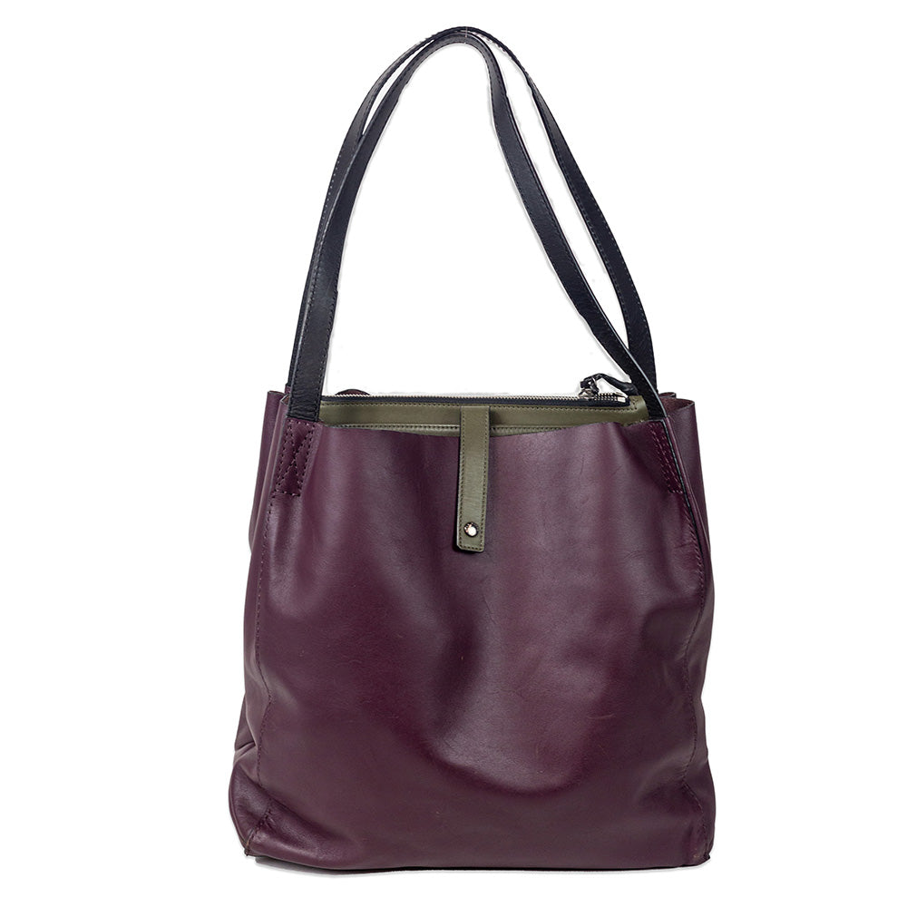 Rag & Bone Plum/Olive Leather Passenger Tote