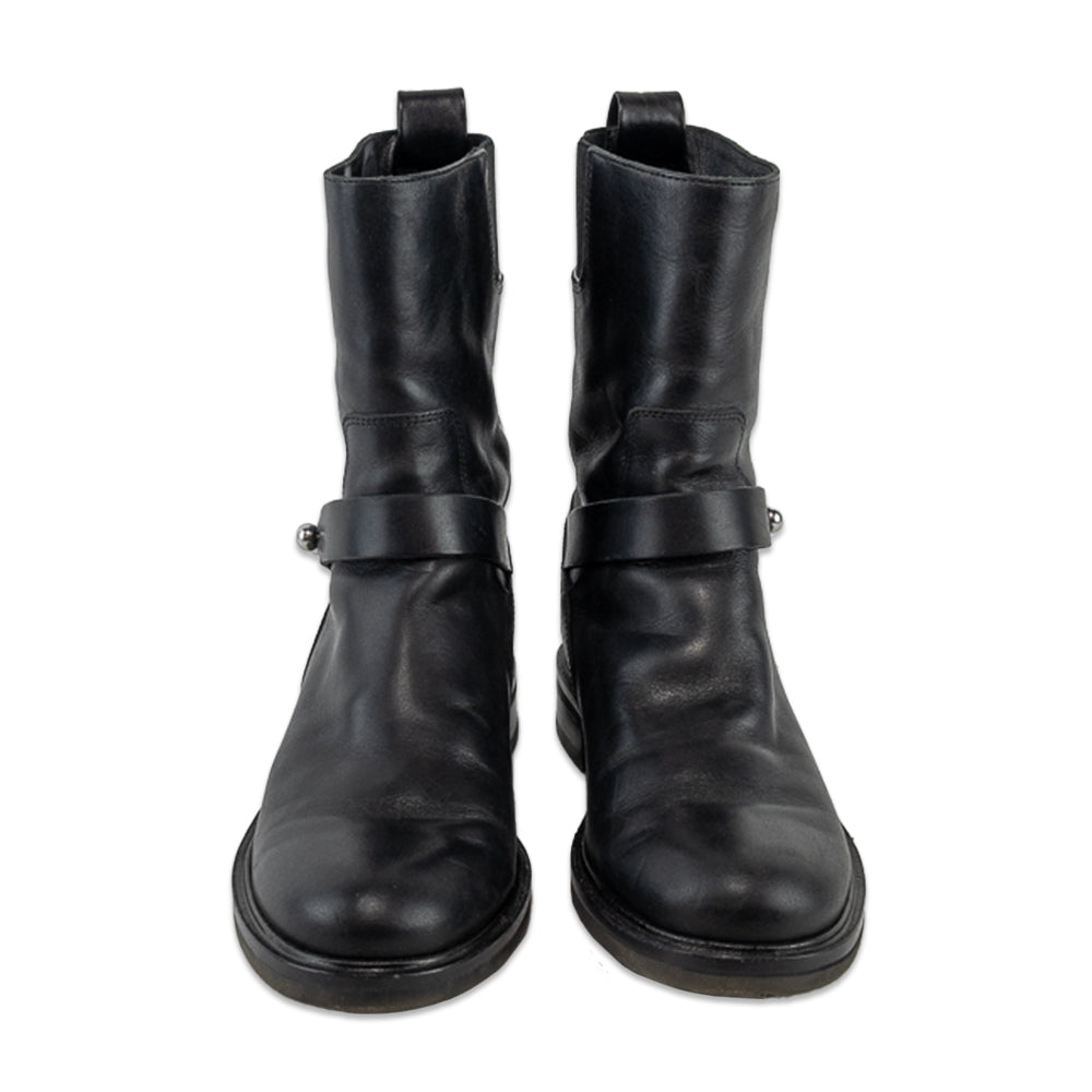 Rag & Bone Slayton Black Burnished Leather Moto Boot