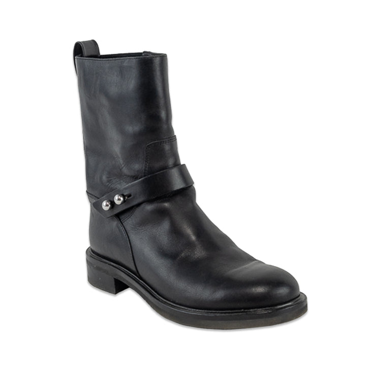 Rag & Bone Slayton Black Burnished Leather Moto Boot