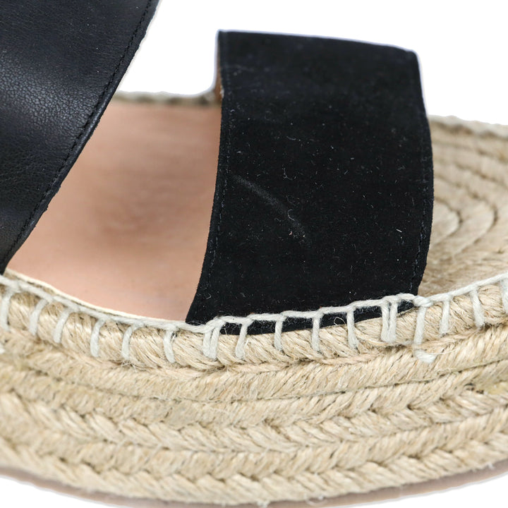 Rag & Bone Edie Black Leather Wedge Platform Espadrille Sandal
