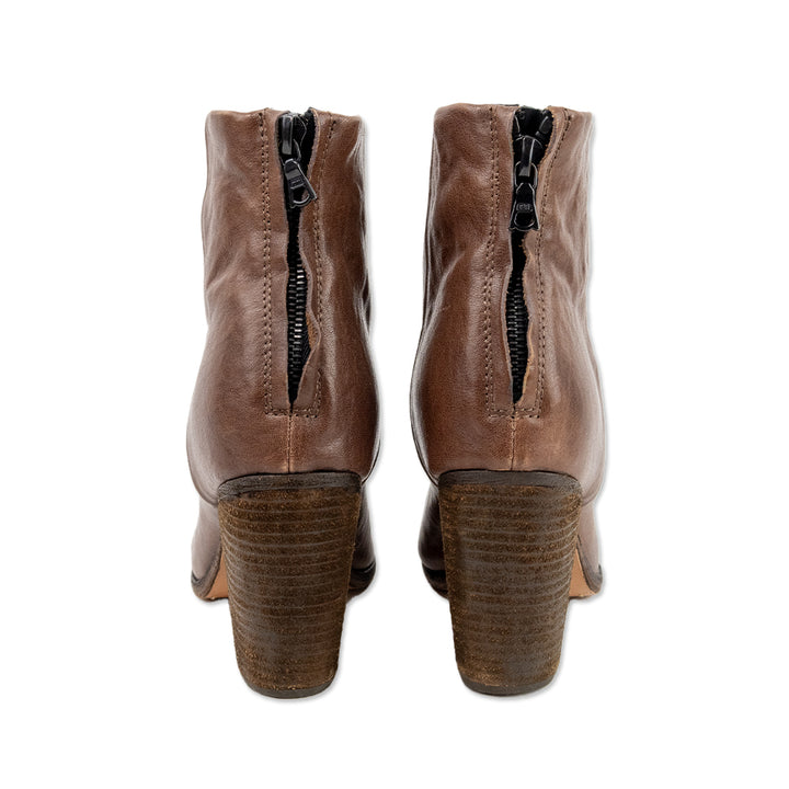 Rag & Bone Round Toe Brown Leather Ankle Boot