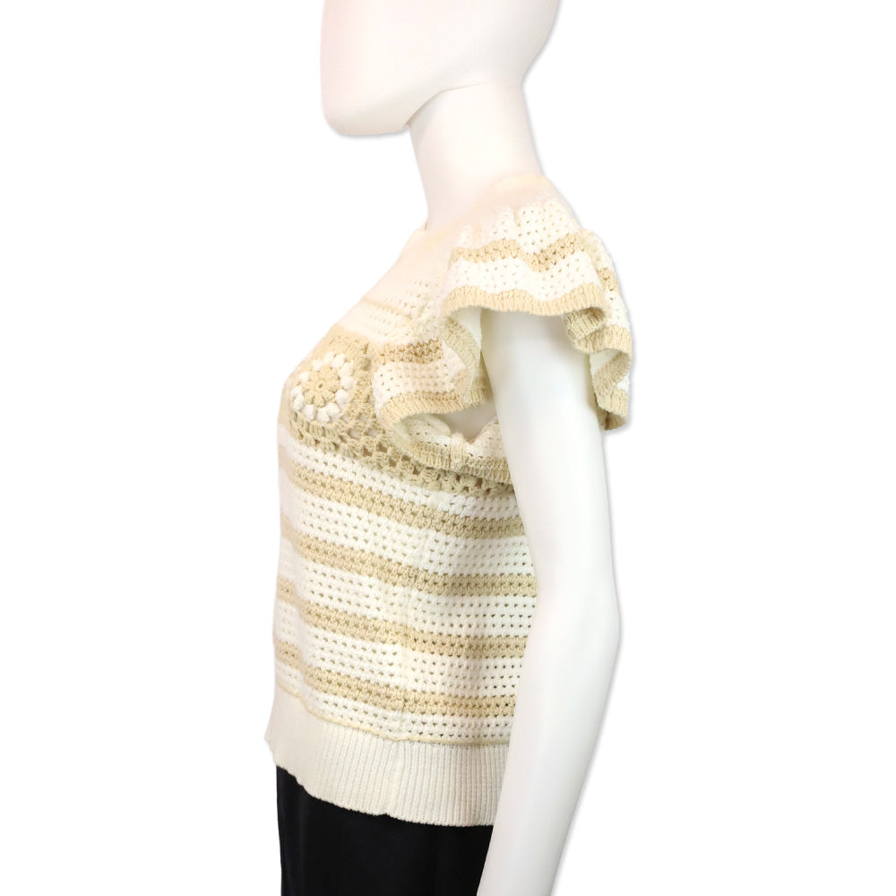 Rails Penelope Ivory Oat Crochet Stripe Sweater