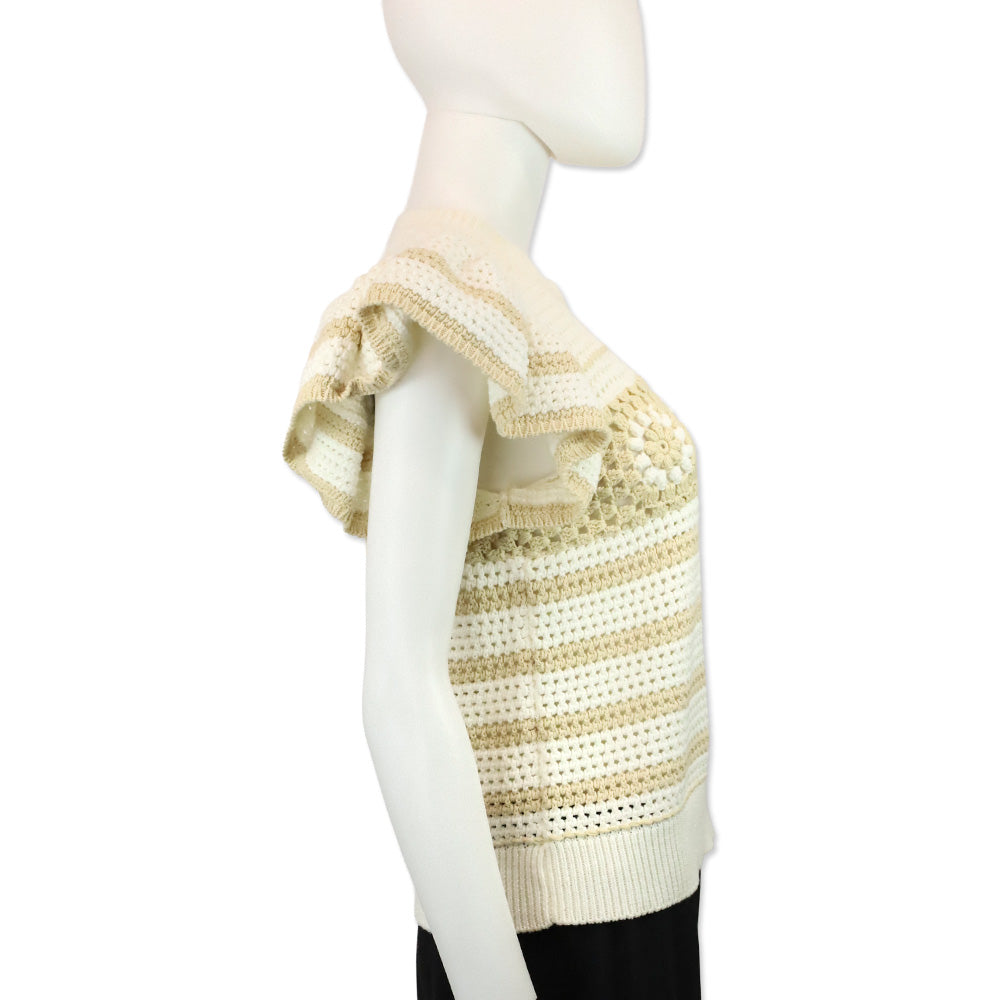 Rails Penelope Ivory Oat Crochet Stripe Sweater