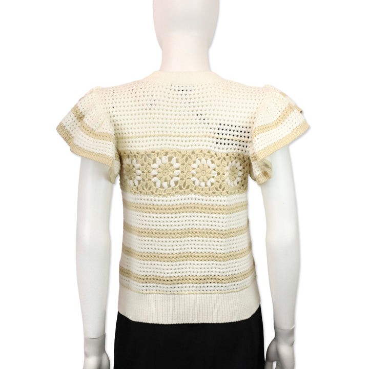 Rails Penelope Ivory Oat Crochet Stripe Sweater