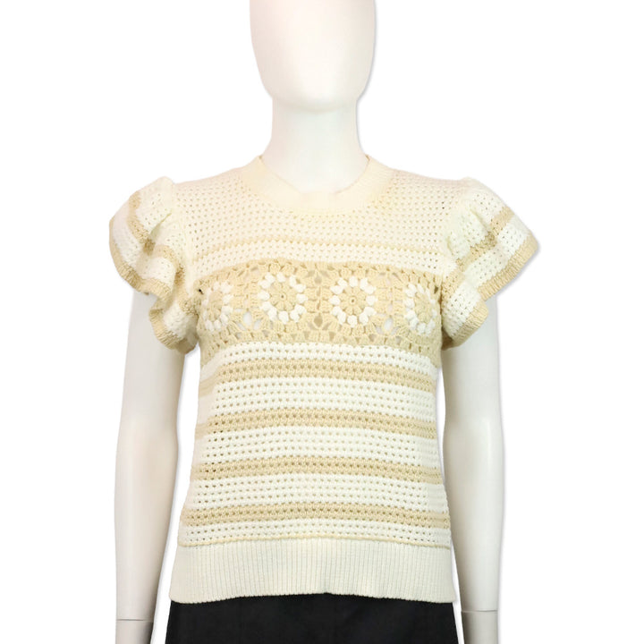 Rails Penelope Ivory Oat Crochet Stripe Sweater