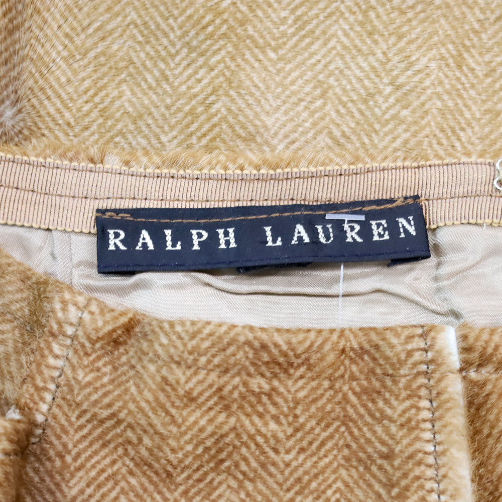 Ralph Lauren Black Label Brown Herringbone Calf Hair Midi Skirt