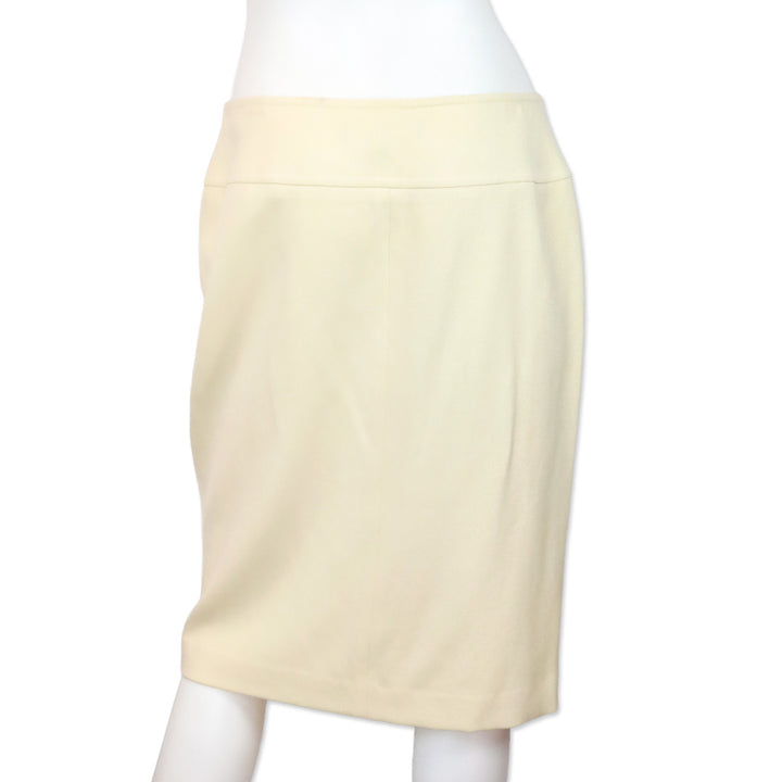 Ralph Lauren Black Label Cream/Black Trim Wool Button Front Midi Skirt