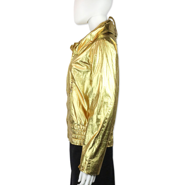 Ralph Lauren Black Label Metallic Gold Hooded Windbreaker Jacket