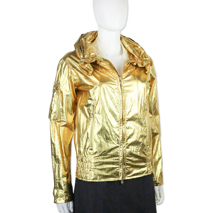 Ralph Lauren Black Label Metallic Gold Hooded Windbreaker Jacket