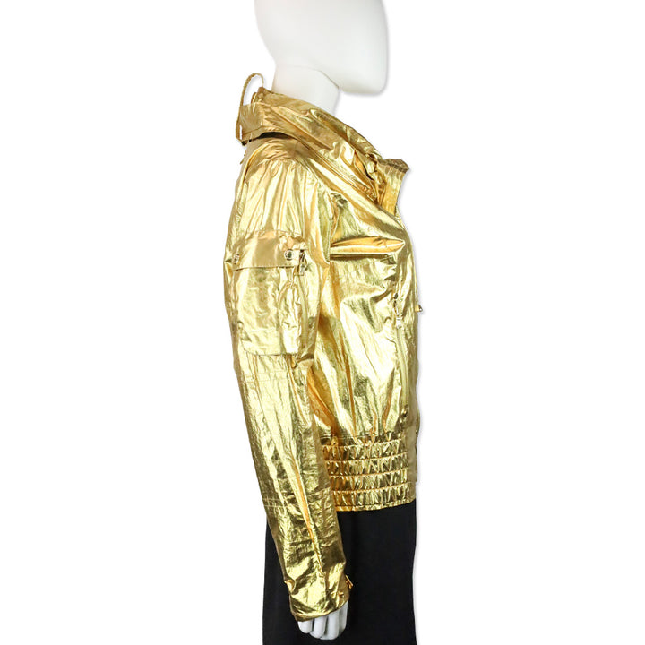 Ralph Lauren Black Label Metallic Gold Hooded Windbreaker Jacket