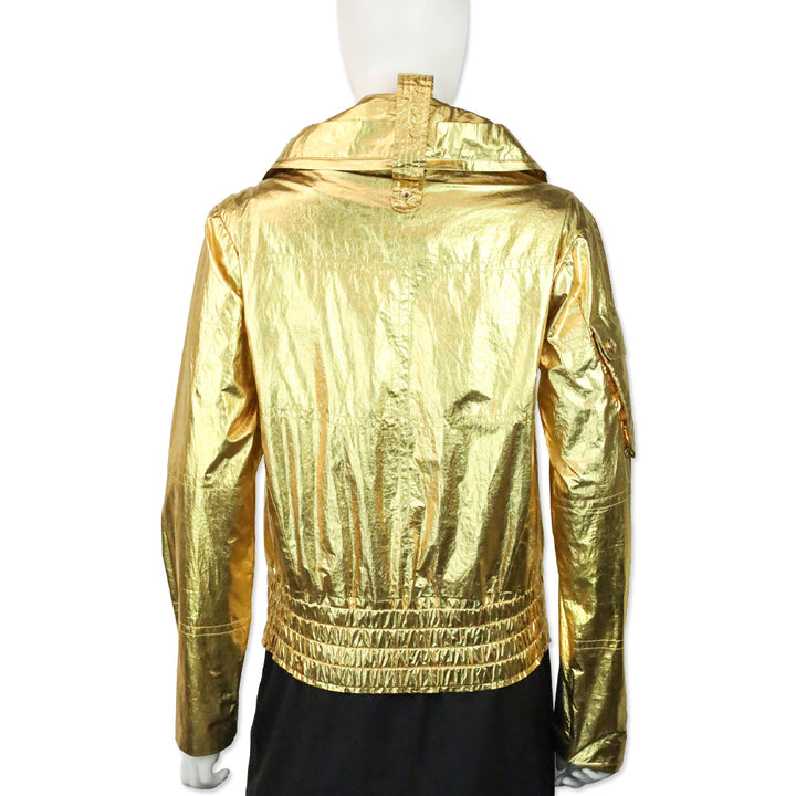 Ralph Lauren Black Label Metallic Gold Hooded Windbreaker Jacket