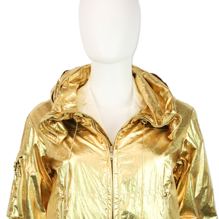 Ralph Lauren Black Label Metallic Gold Hooded Windbreaker Jacket