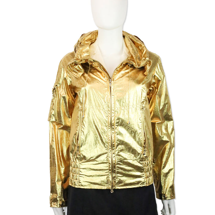 Ralph Lauren Black Label Metallic Gold Hooded Windbreaker Jacket