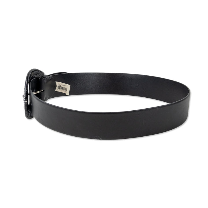 Ralph Lauren Black Leather Woven Buckle Belt