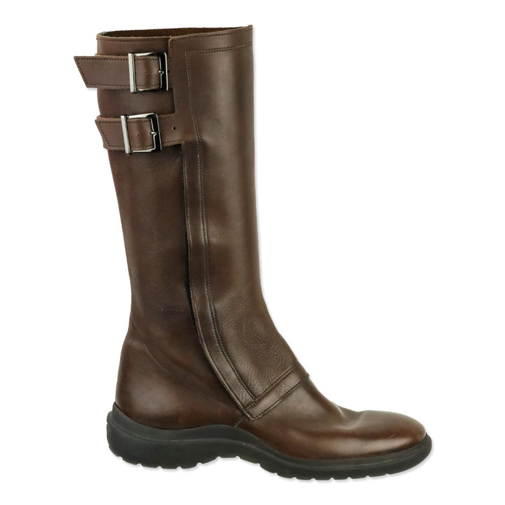 Ralph Lauren Brown Leather Buckle Riding Boots