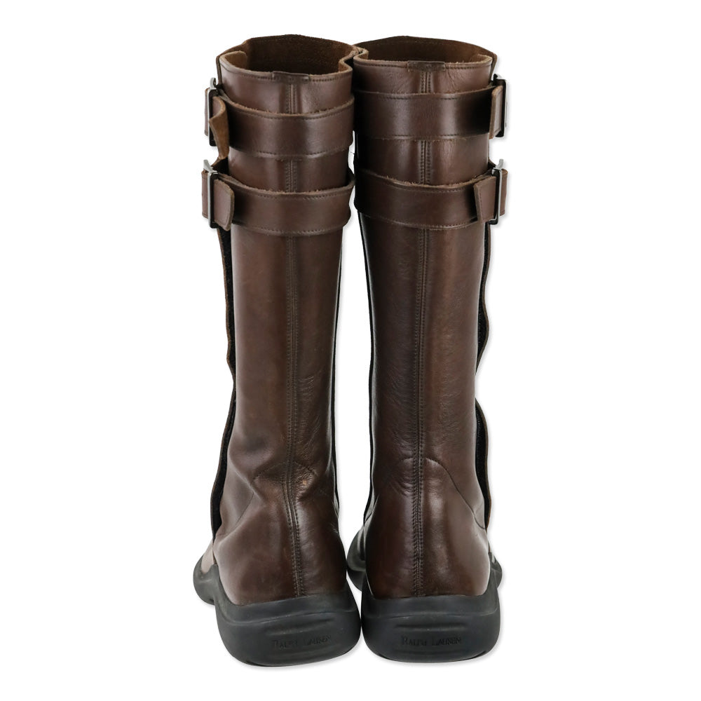 Ralph Lauren Brown Leather Buckle Riding Boots