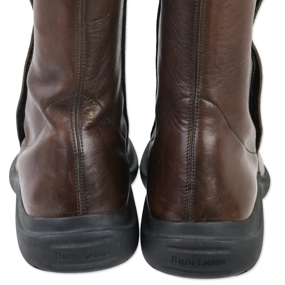 Ralph Lauren Brown Leather Buckle Riding Boots