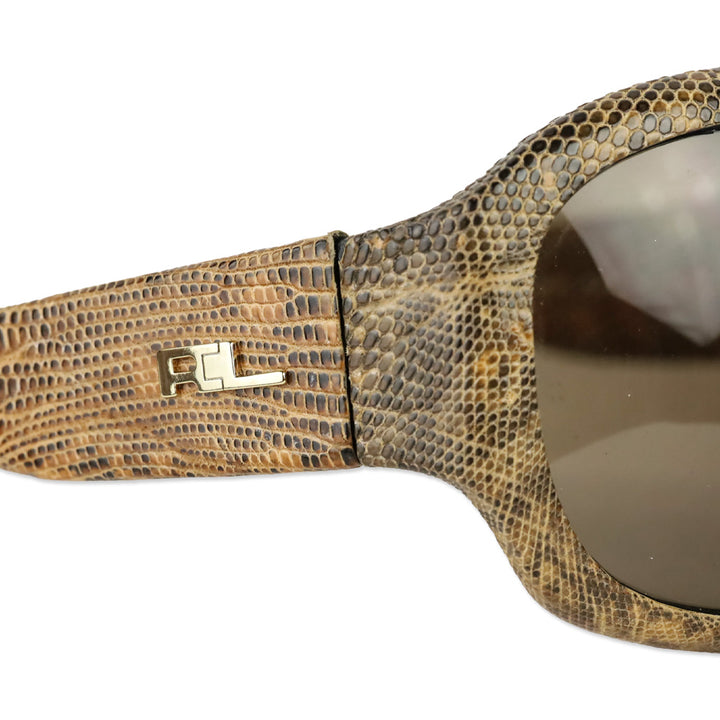 Ralph Lauren Brown Snakeskin Wrapped Round Sunglasses