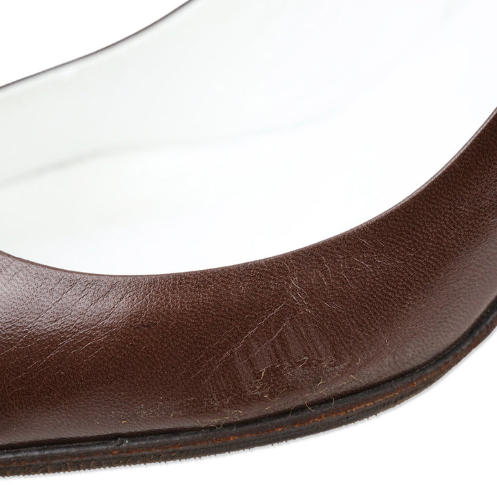 Ralph Lauren Brown/White Striped Leather Pointed Toe Pumps