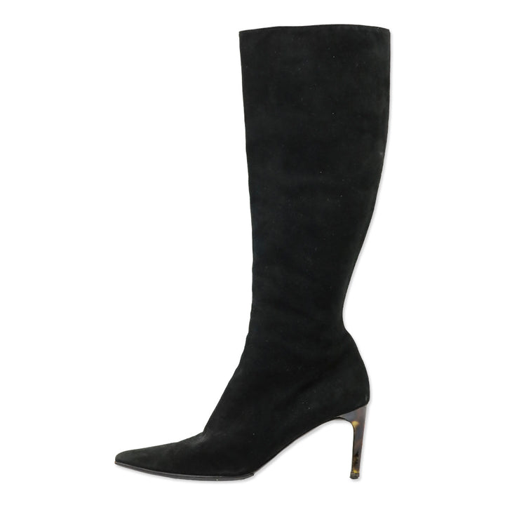 Ralph Lauren Collection Black Suede Zip Knee-High Bootie