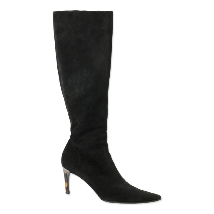 Ralph Lauren Collection Black Suede Zip Knee-High Bootie