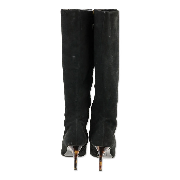 Ralph Lauren Collection Black Suede Zip Knee-High Bootie
