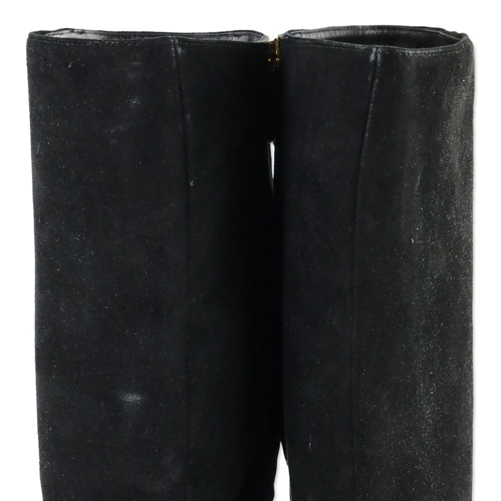 Ralph Lauren Collection Black Suede Zip Knee-High Bootie